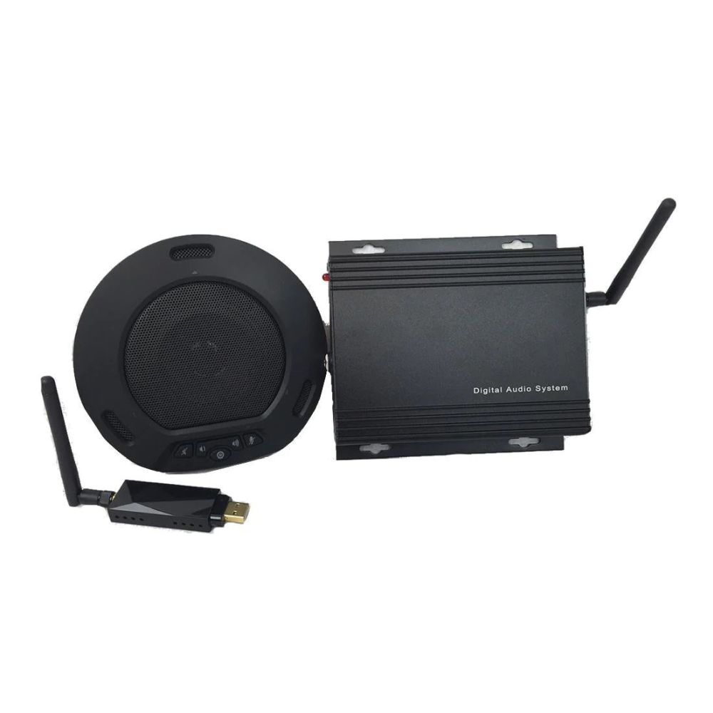 HuddlePod BIG Air Black, haut-parleur USB sans fil avec récepteur sans fil et kit d'extension